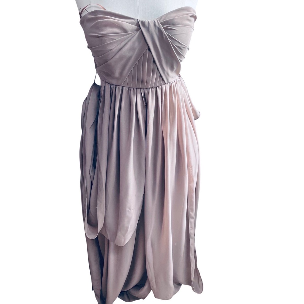 Birdy Grey Women Strapless Maxi Dress Chiffon XS Mauve Bridesmaid Wedding Formal